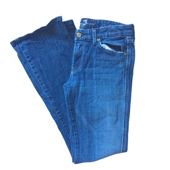 7 FAM Mankind A Pocket Design Boot Cut Flare Light Blue Wash Denim Jeans 27 - Picture 3 of 8